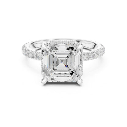 Asscher Hidden Halo Lab Grown Diamond Engagement Ring