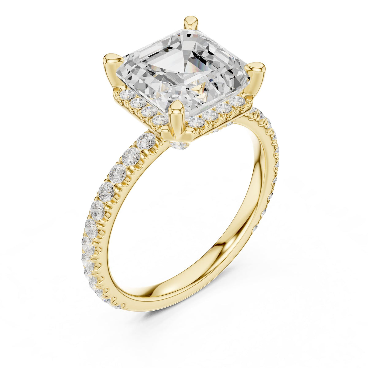 Asscher Hidden Halo Lab Grown Diamond Engagement Ring