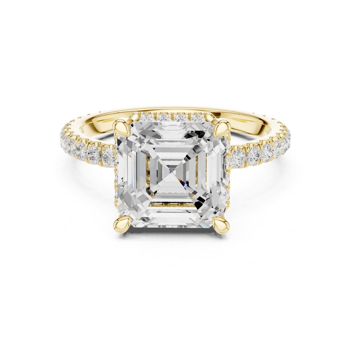 Asscher Hidden Halo Lab Grown Diamond Engagement Ring