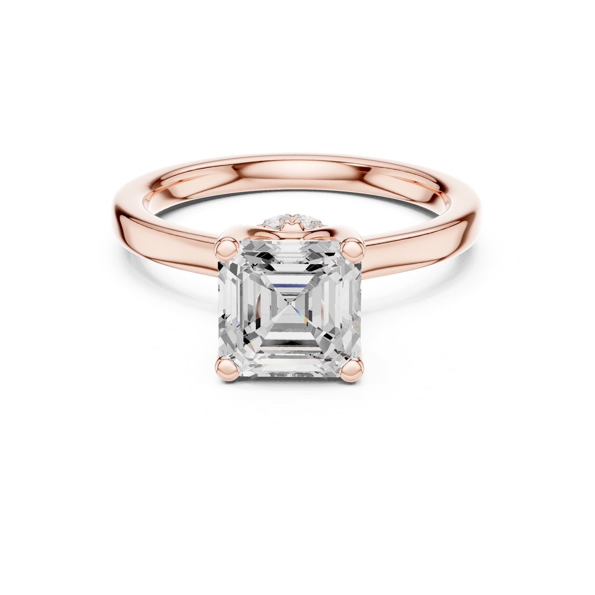 Asscher Hidden Halo Lab Grown Diamond Engagement Ring