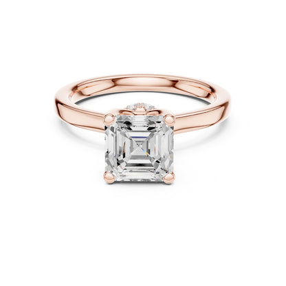 Asscher Hidden Halo Lab Grown Diamond Engagement Ring
