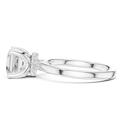 Asscher Hidden Halo Lab Grown Diamond Engagement Ring