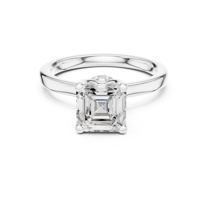 Asscher Hidden Halo Lab Grown Diamond Engagement Ring