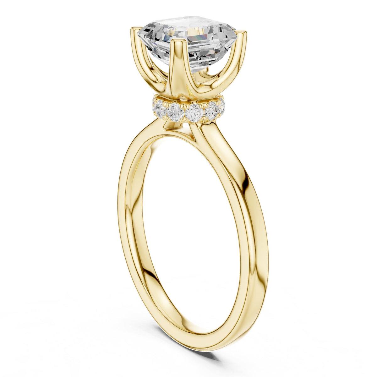 Asscher Hidden Halo Lab Grown Diamond Engagement Ring
