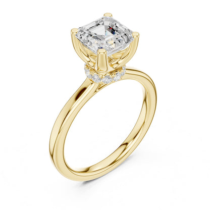 Asscher Hidden Halo Lab Grown Diamond Engagement Ring