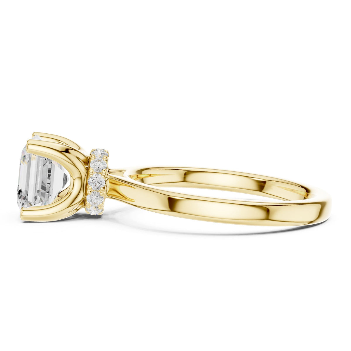 Asscher Hidden Halo Lab Grown Diamond Engagement Ring