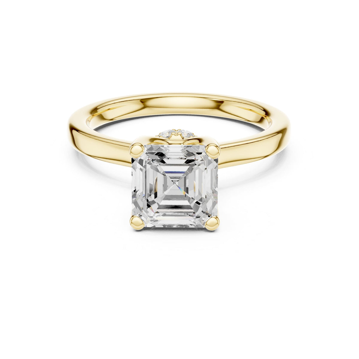 Asscher Hidden Halo Lab Grown Diamond Engagement Ring