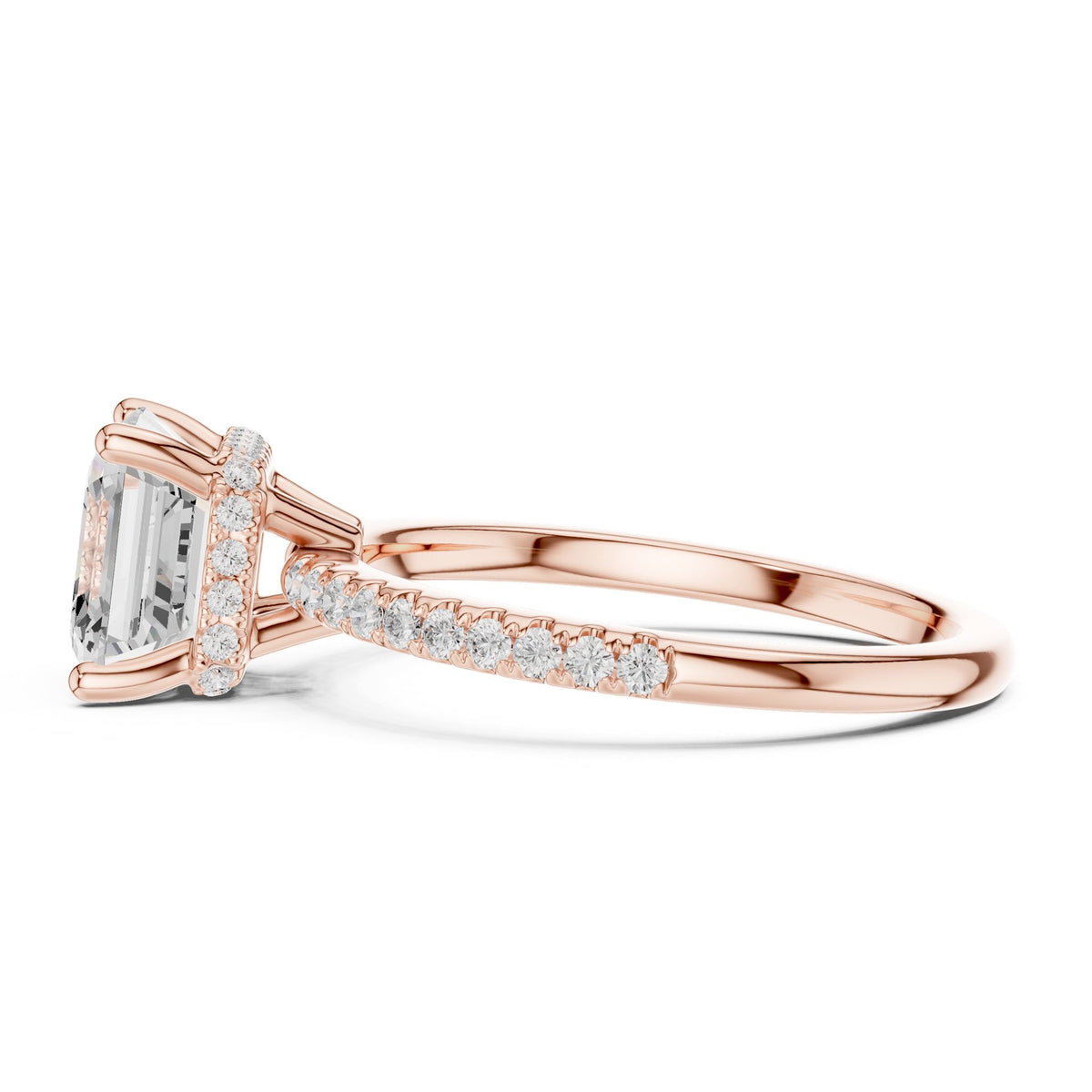 Asscher Hidden Halo Lab Grown Diamond Engagement Ring