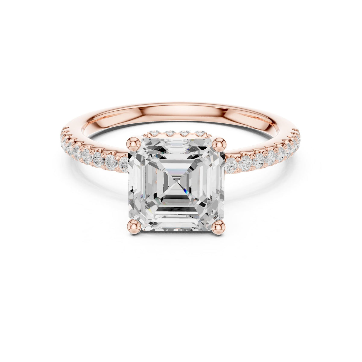 Asscher Hidden Halo Lab Grown Diamond Engagement Ring