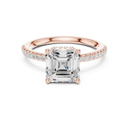 Asscher Hidden Halo Lab Grown Diamond Engagement Ring