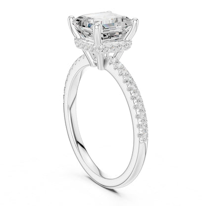 Asscher Hidden Halo Lab Grown Diamond Engagement Ring