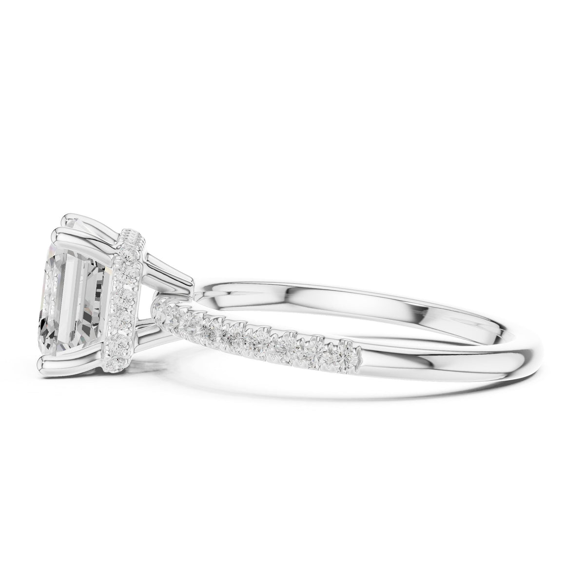 Asscher Hidden Halo Lab Grown Diamond Engagement Ring