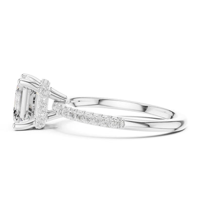 Asscher Hidden Halo Lab Grown Diamond Engagement Ring