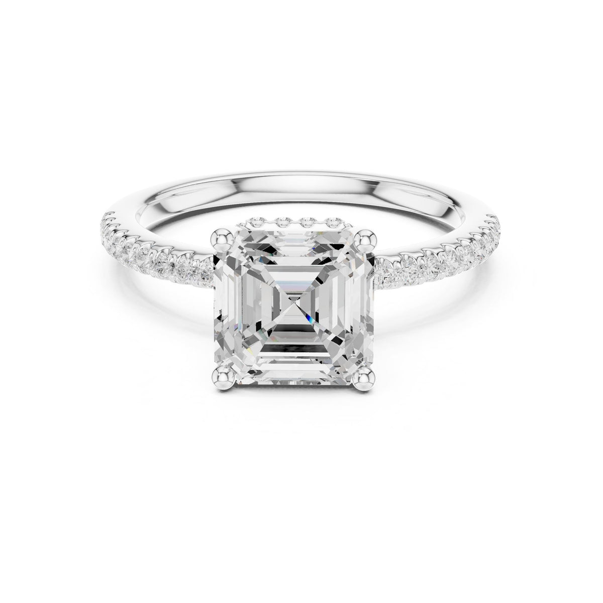 Asscher Hidden Halo Lab Grown Diamond Engagement Ring
