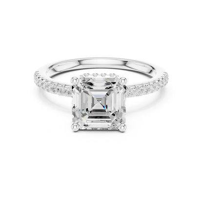 Asscher Hidden Halo Lab Grown Diamond Engagement Ring