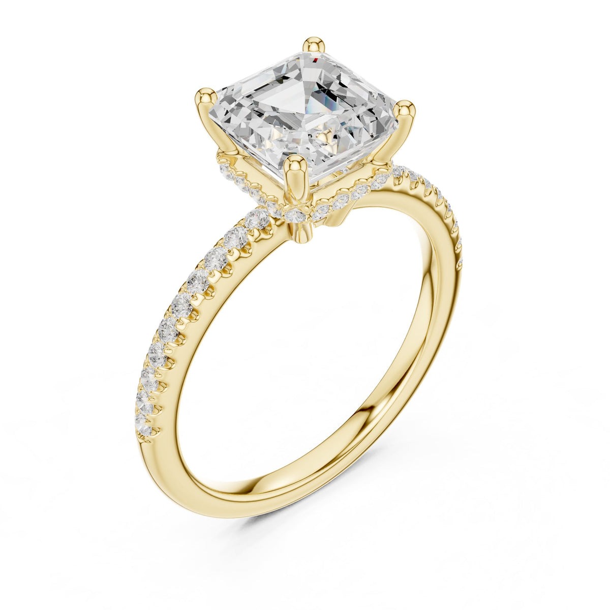 Asscher Hidden Halo Lab Grown Diamond Engagement Ring