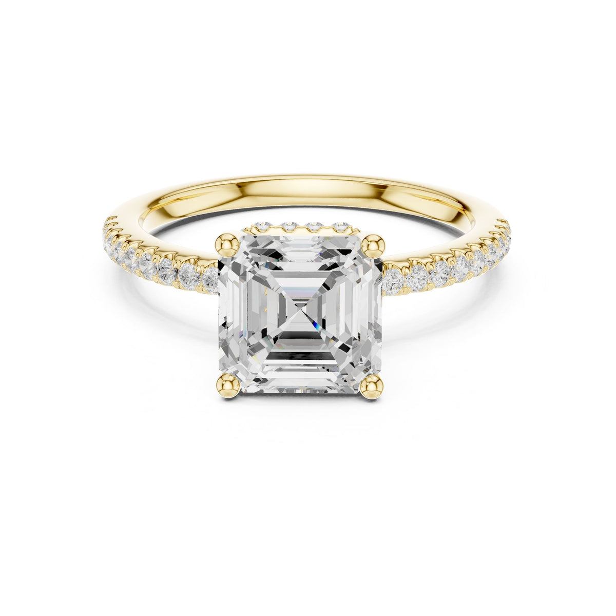Asscher Hidden Halo Lab Grown Diamond Engagement Ring