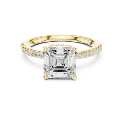 Asscher Hidden Halo Lab Grown Diamond Engagement Ring