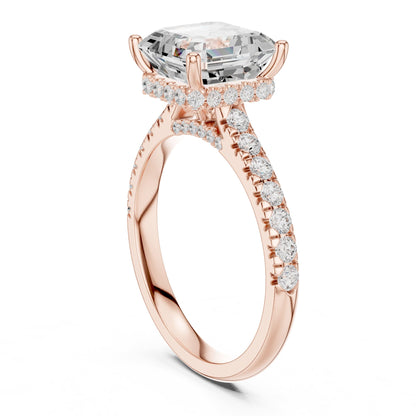 Asscher Hidden Halo Lab Grown Diamond Engagement Ring