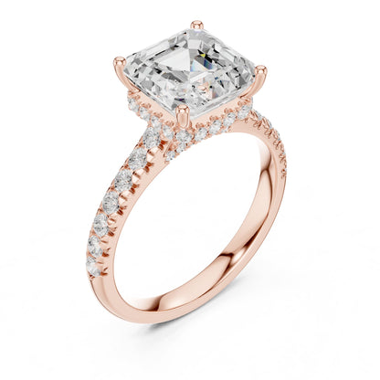 Asscher Hidden Halo Lab Grown Diamond Engagement Ring