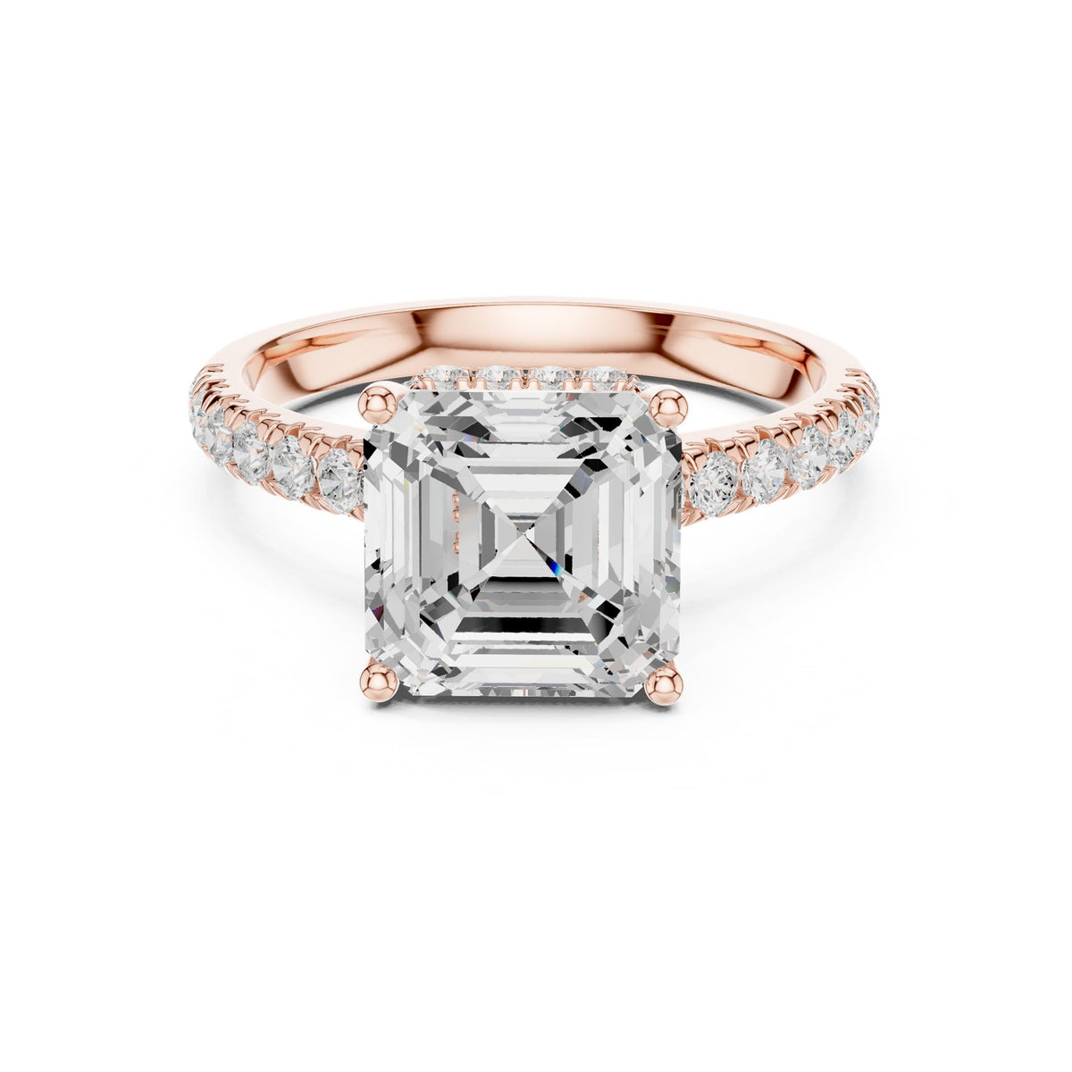 Asscher Hidden Halo Lab Grown Diamond Engagement Ring