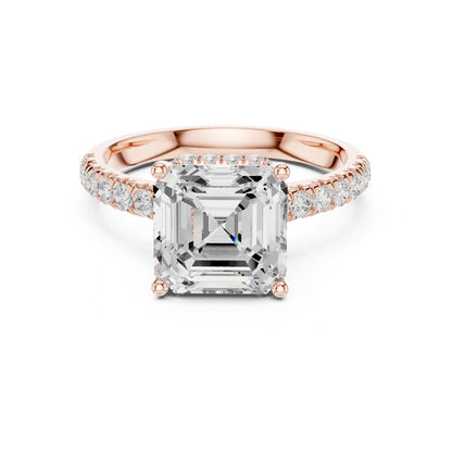 Asscher Hidden Halo Lab Grown Diamond Engagement Ring