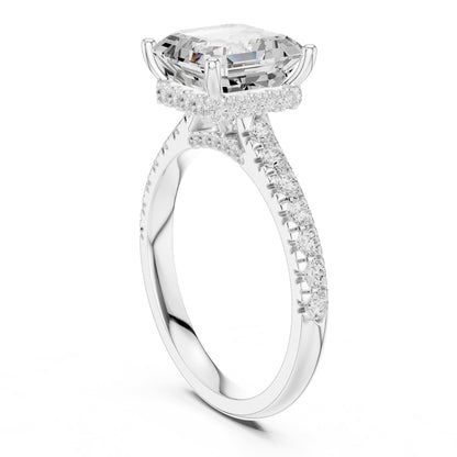 Asscher Hidden Halo Lab Grown Diamond Engagement Ring