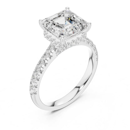 Asscher Hidden Halo Lab Grown Diamond Engagement Ring