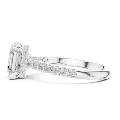 Asscher Hidden Halo Lab Grown Diamond Engagement Ring