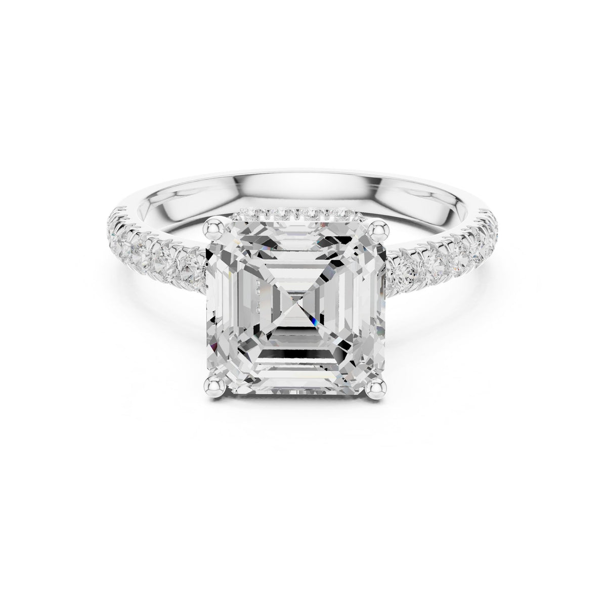 Asscher Hidden Halo Lab Grown Diamond Engagement Ring