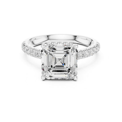 Asscher Hidden Halo Lab Grown Diamond Engagement Ring
