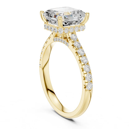 Asscher Hidden Halo Lab Grown Diamond Engagement Ring