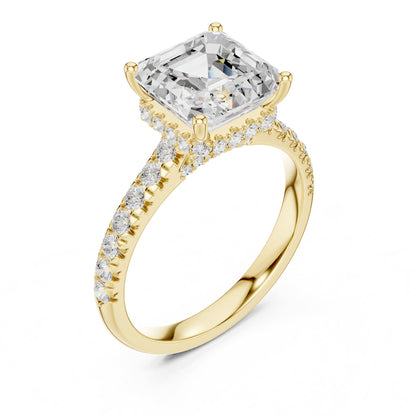 Asscher Hidden Halo Lab Grown Diamond Engagement Ring