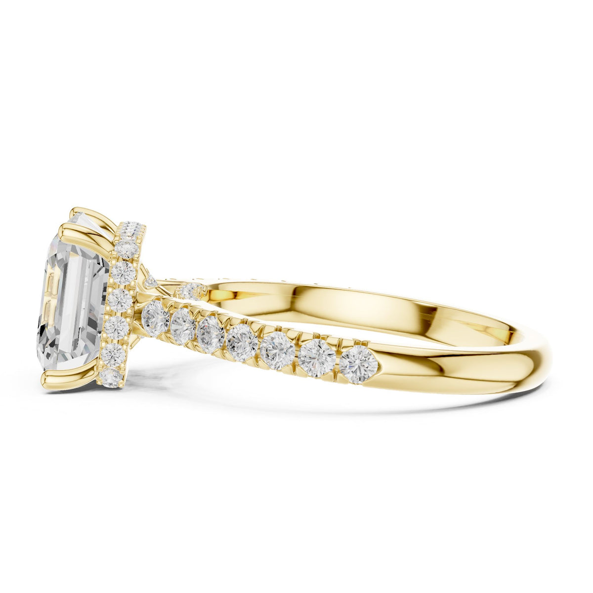 Asscher Hidden Halo Lab Grown Diamond Engagement Ring