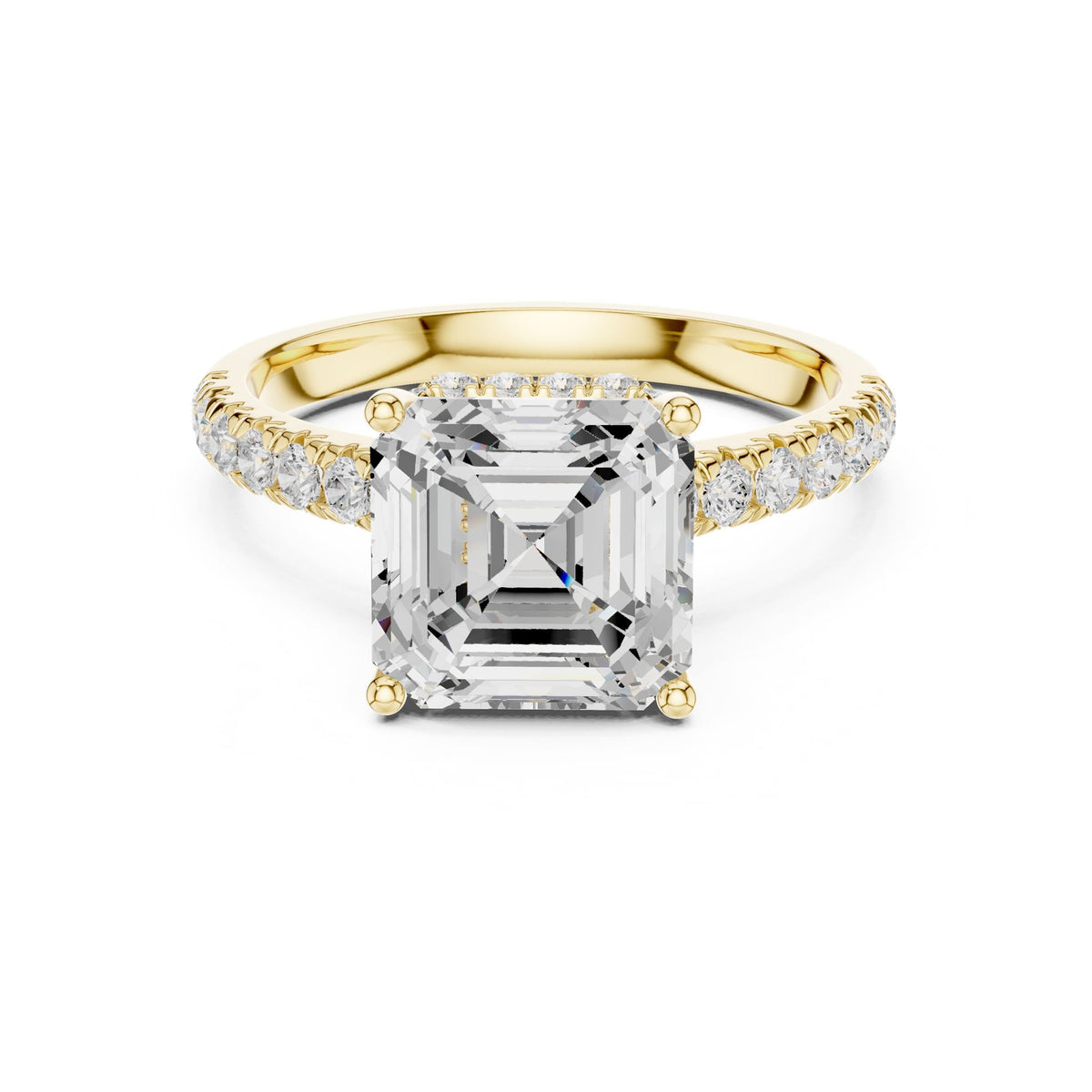 Asscher Hidden Halo Lab Grown Diamond Engagement Ring