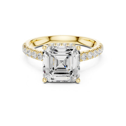 Asscher Hidden Halo Lab Grown Diamond Engagement Ring