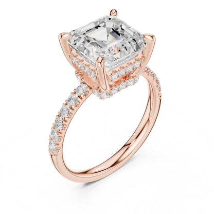 Asscher Hidden Halo Lab Grown Diamond Engagement Ring