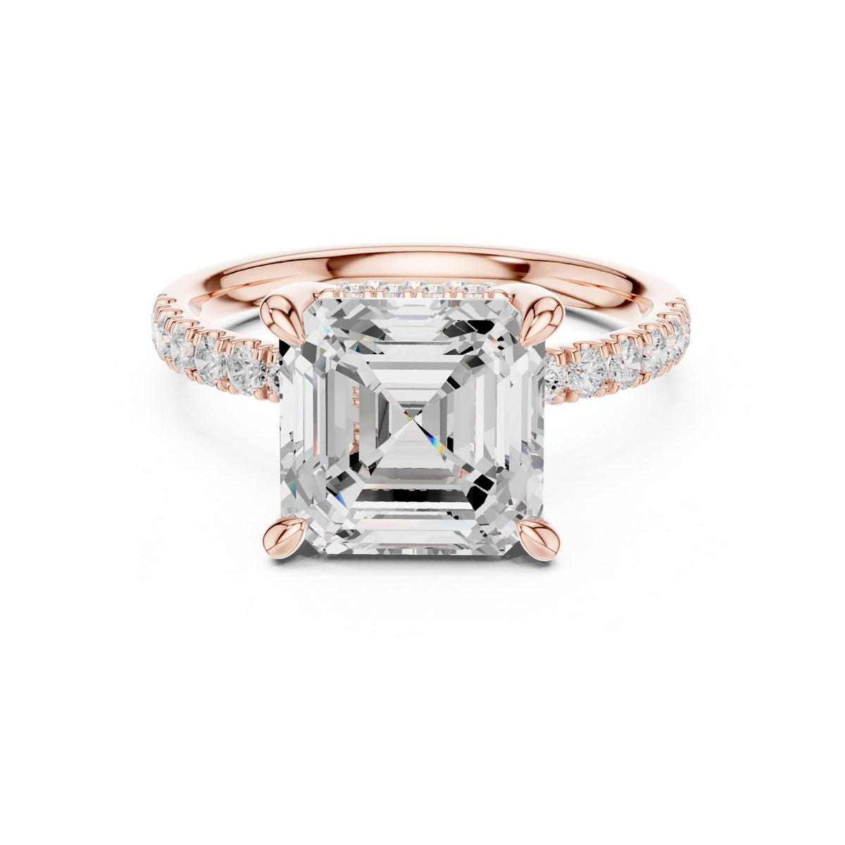 Asscher Hidden Halo Lab Grown Diamond Engagement Ring