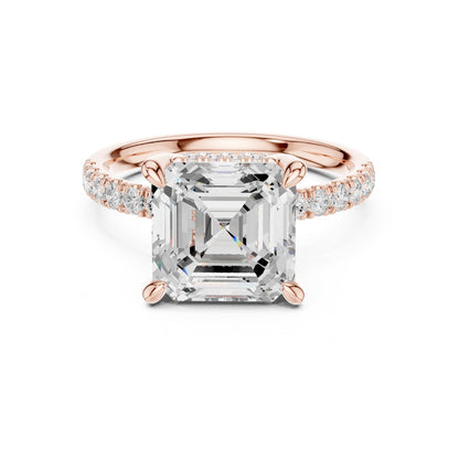 Asscher Hidden Halo Lab Grown Diamond Engagement Ring