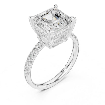Asscher Hidden Halo Lab Grown Diamond Engagement Ring