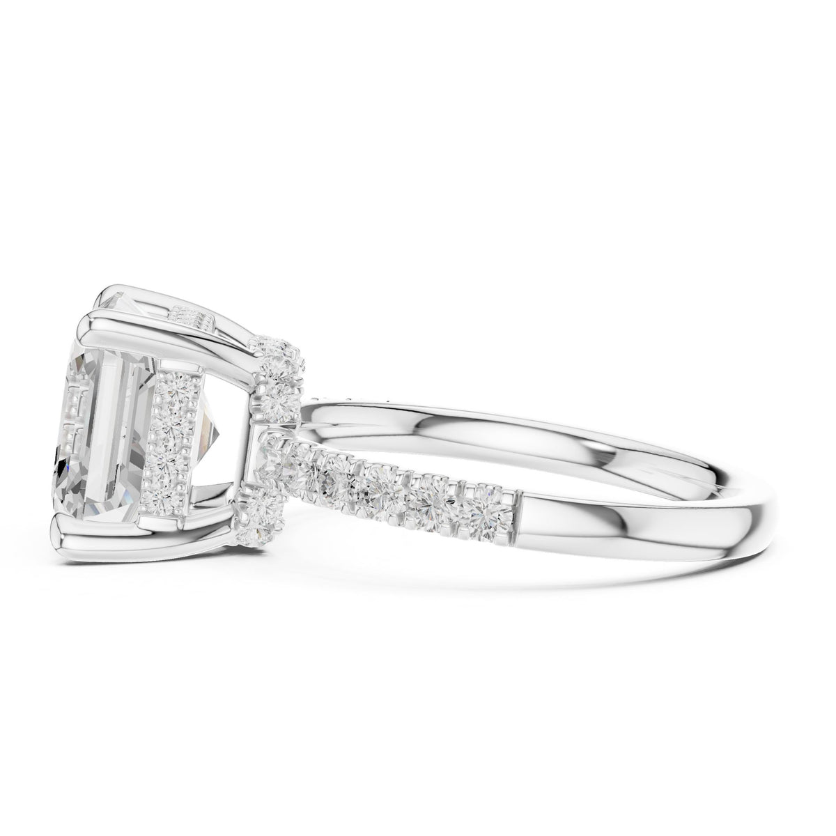 Asscher Hidden Halo Lab Grown Diamond Engagement Ring