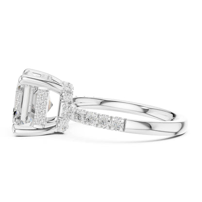 Asscher Hidden Halo Lab Grown Diamond Engagement Ring
