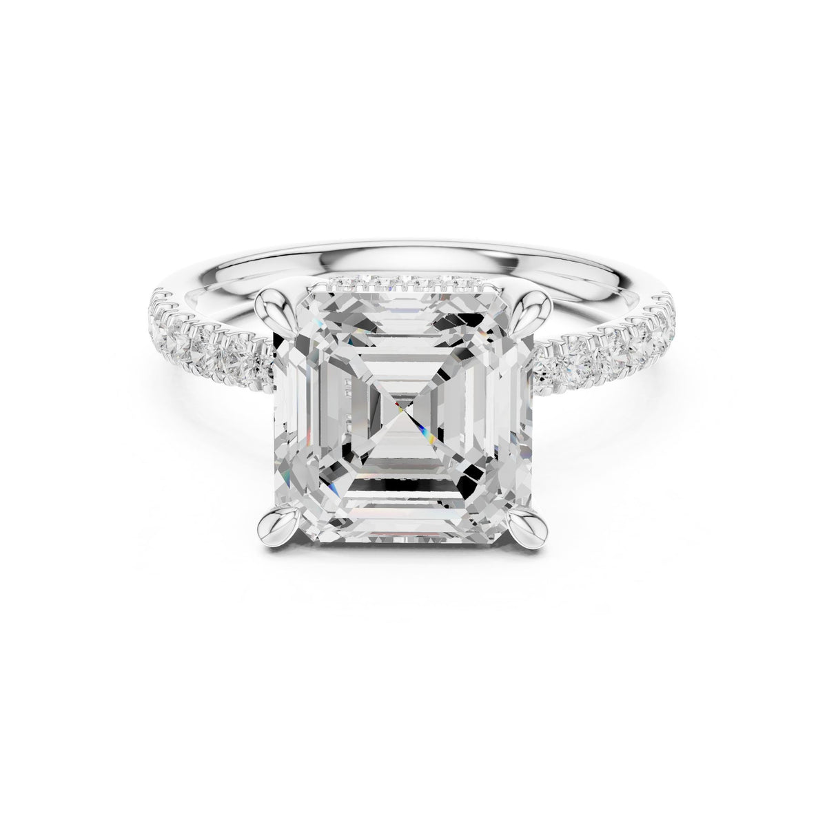 Asscher Hidden Halo Lab Grown Diamond Engagement Ring