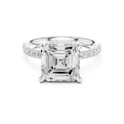 Asscher Hidden Halo Lab Grown Diamond Engagement Ring