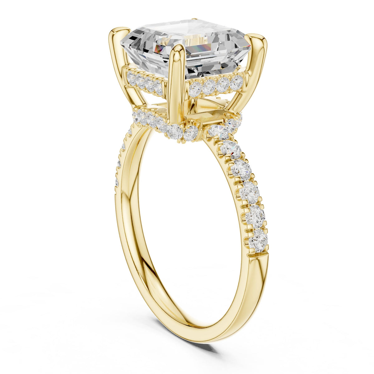 Asscher Hidden Halo Lab Grown Diamond Engagement Ring