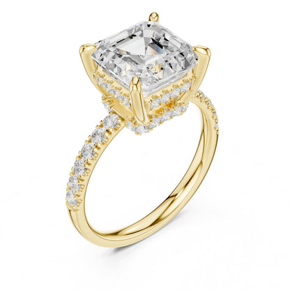 Asscher Hidden Halo Lab Grown Diamond Engagement Ring