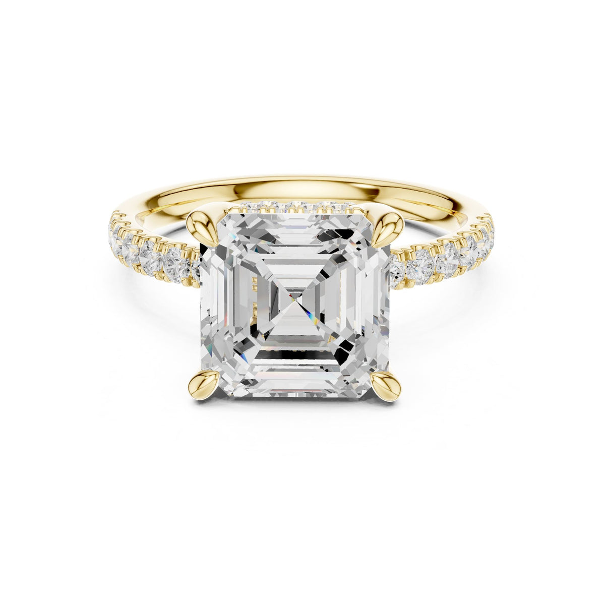 Asscher Hidden Halo Lab Grown Diamond Engagement Ring