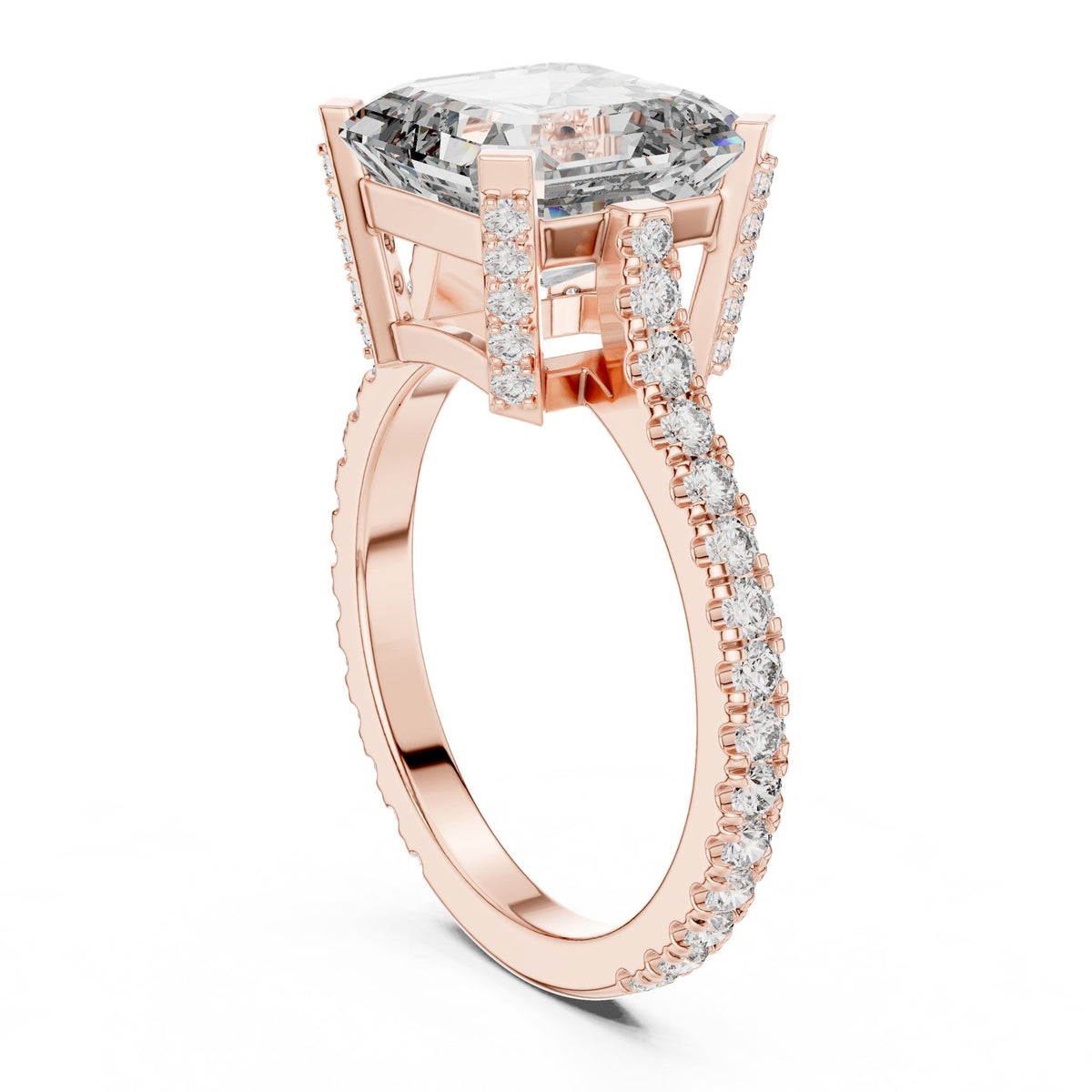 Asscher Hidden Halo Lab Grown Diamond Engagement Ring