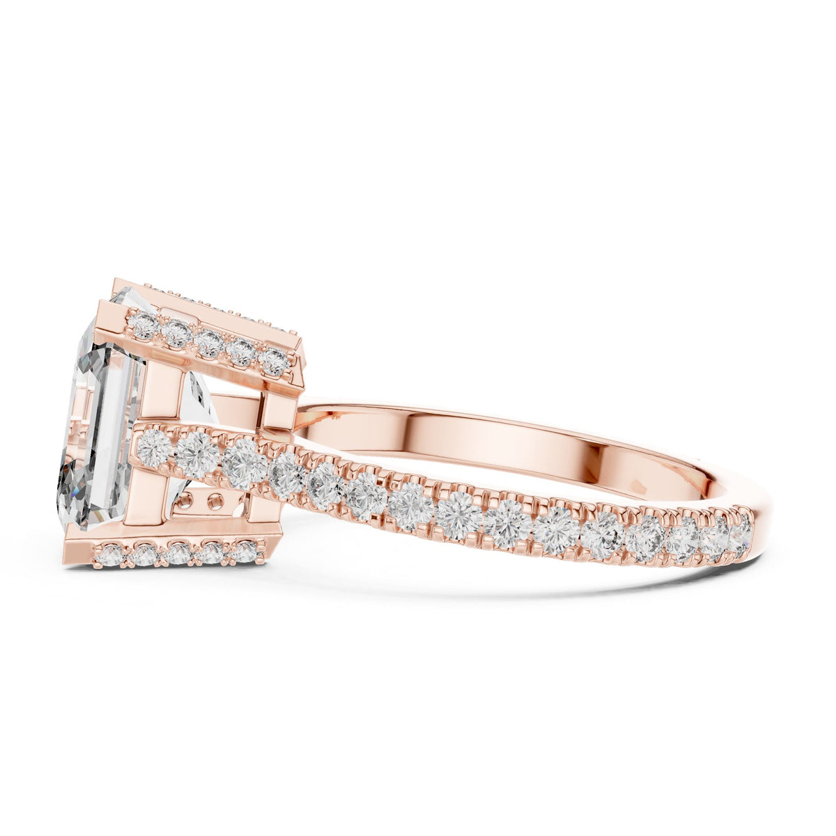 Asscher Hidden Halo Lab Grown Diamond Engagement Ring
