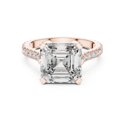 Asscher Hidden Halo Lab Grown Diamond Engagement Ring